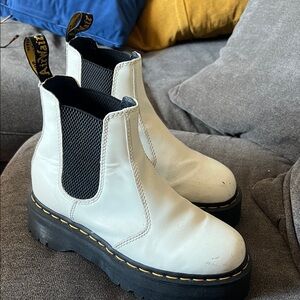 Dr. Martens White Ankle Boots with Black Soles